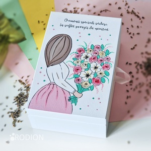 Cutie din lemn bijuterii buchet pictata manual personalizata cu mesaj, Bijuterii, Suporturi bijuterii și cutie bijuterii, Cutii de bijuterii, Obiecte pictate, Pictură, ARTYNOS