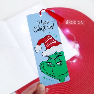 Semn de carte Craciun Grinch pictat personalizat cu mesaj - Artynos.ro