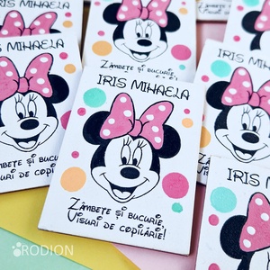 Marturii botez fetita manual personalizate cu nume Minnie Mouse, Jucării și echipamente pentru copii, Daruri de botez, Obiecte pictate, Pictură, ARTYNOS