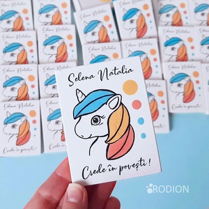 Marturii botez fetita manual personalizate cu nume Unicorn, Jucării și echipamente pentru copii, Daruri de botez, Obiecte pictate, Pictură, ARTYNOS