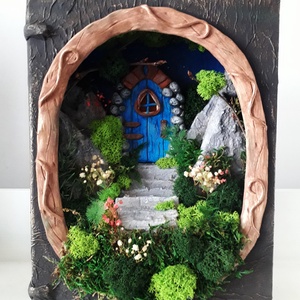 Diorama in forma de carte, Casă de zâne, Ușa fermecată, Miniatură, grădina zâne miniaturală, Accesorii locuință, Accesorii pentru decorat casa, Decorațiuni de masă și decorațiuni pentru rafturi , Sculptură de carte, carte pliată, , ARTYNOS