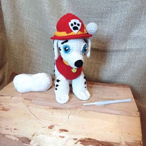 Paw Patrol-Marshall croșetat figura, Jucării și echipamente pentru copii, Jucării de pluș, Personaje de basm din pluș, Croșetat, ARTYNOS