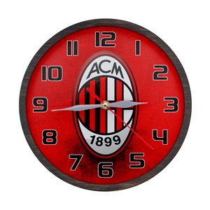 Ceas decorativ - AC Milan, Accesorii locuință, Accesorii pentru decorat casa, Decorațiuni de pereți, decorațiuni suspendate, Ceasuri de perete, Prelucrarea lemnului, ARTYNOS