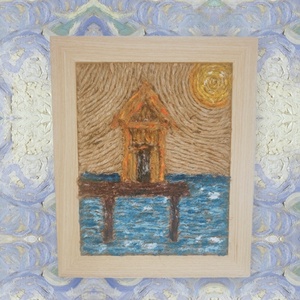 Tablou decorat cu sfoara din iută- The House on the Beach - casă & stil de viață - accesorii pentru decorat casa - picturi murale - tablouri/picturi pe pânză - Artynos.ro