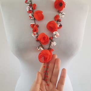 Colier floral Poppies - bijuterii - coliere - coliere lungi - Artynos.ro