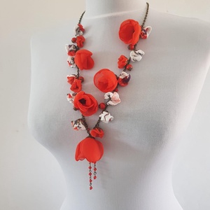 Colier floral Poppies - bijuterii - coliere - coliere lungi - Artynos.ro