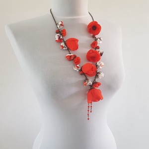 Colier floral Poppies - bijuterii - coliere - coliere lungi - Artynos.ro