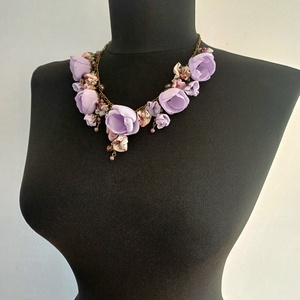 Colier floral Lavender - bijuterii - coliere - coliere statement - Artynos.ro