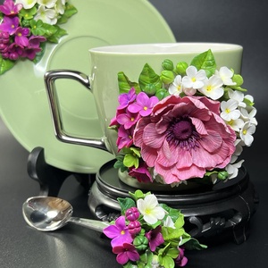 Set cafea/ceai cu farfurioara si lingurita - casă & stil de viață - accesorii pentru echipamente de bucătărie - accesorii de servire - cești cafea, set ceai - Artynos.ro